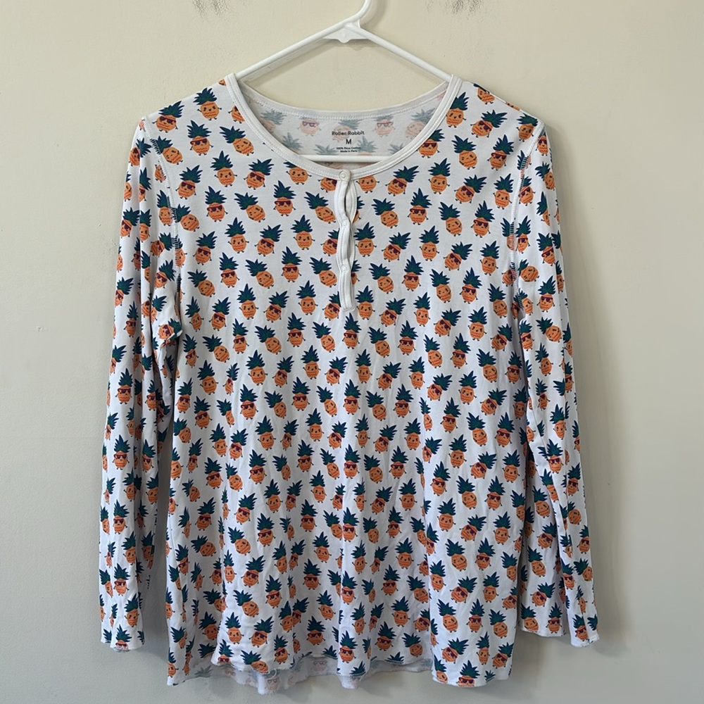 Roller Rabbit Pina & Colada Pajama Long Sleeve Shirt Limited Edition Size M - Picture 3 of 8